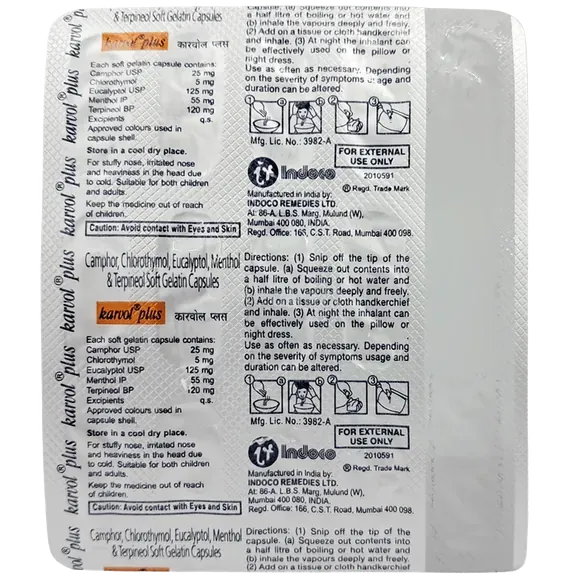 karvol plus capsule 15's